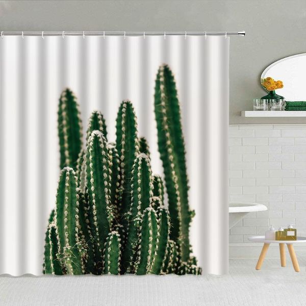 

shower curtains cactus flower curtain tropical desert succulent green plant bathroom decor bath partition hooks waterproof cloth