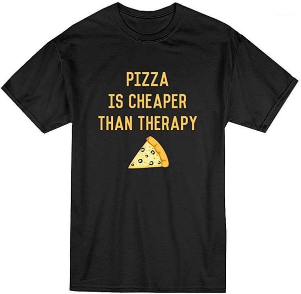 

men's t-shirts pizza is er than therapy herren men t-shirt print cotton breathable short-sleeved fashion top, White;black