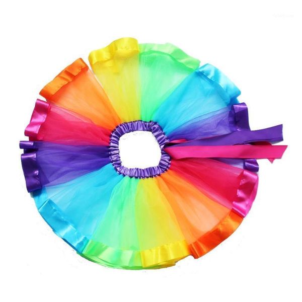 

skirts kids lovely colorful tutu skirt girls rainbow tulle party pettiskirt dance christmas bubble 4-9t1, Blue