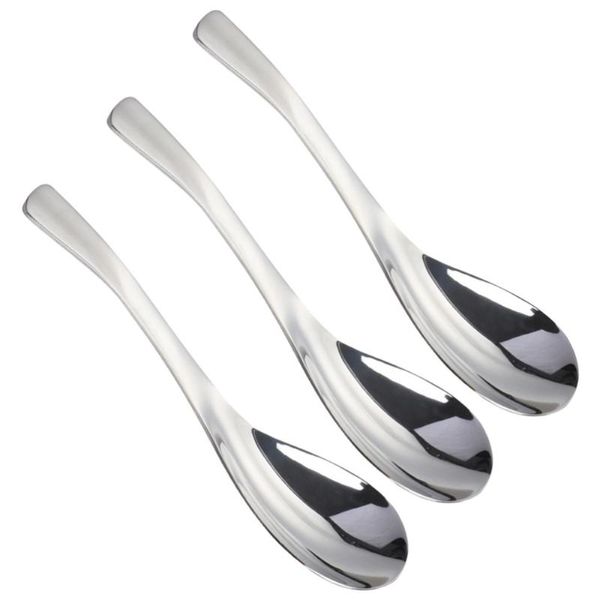 Spoons 3 pcs colher de aço inoxidável colher sopa arroz espessamento de utensílios de mesa (tamanho pequeno)