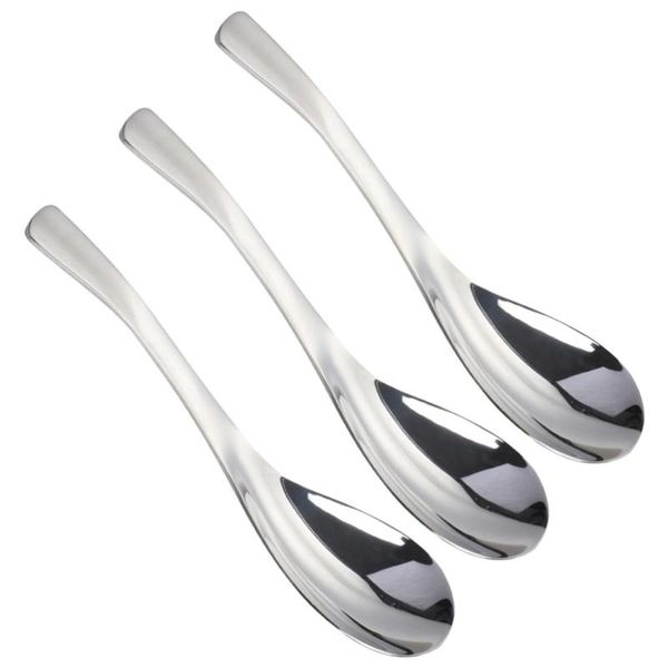 

spoons 3pcs stainless steel spoon meal soup rice thickening tableware serving (small size)