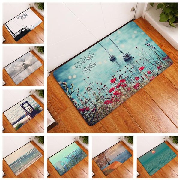

carpets landscape children room floor mat absorbent flannel carpet bathroom toilet corridor doormat non-slip bottom rug for hallway