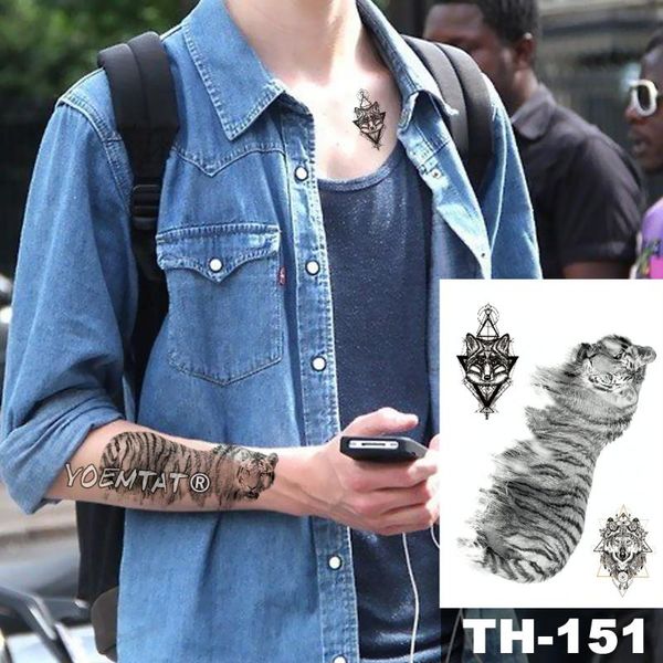 

temporary tattoos waterproof tattoo sticker realistic tiger pattern water transfer wild man body art flash fake tatoo