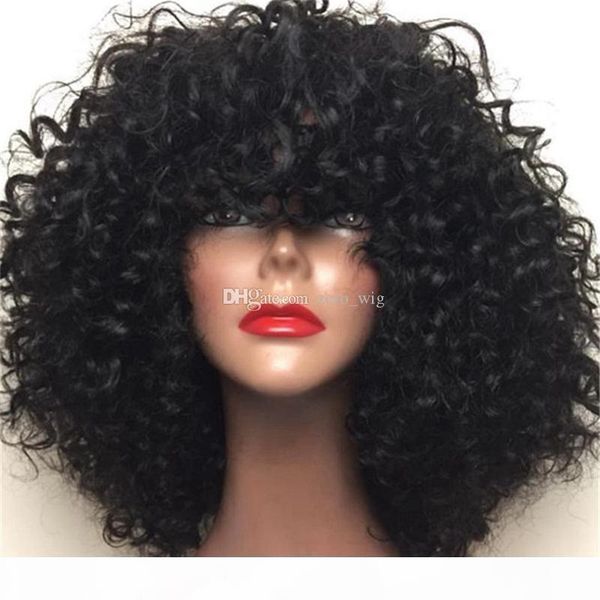 

remy virgin hair lace front wigs with baby hair brazilian curly glueless full lace human hair wigs with bangs for black women, Black;brown