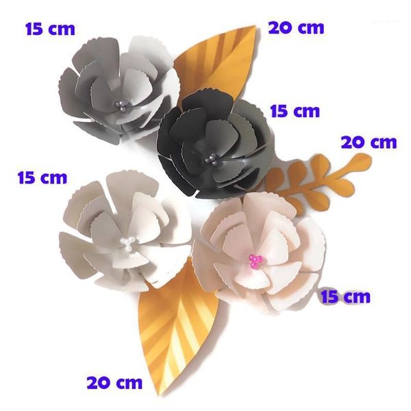 

decorative flowers & wreaths diy artificial fleurs artificielles backdrop giant paper 4pcs leave 3pcs wedding party decor black1