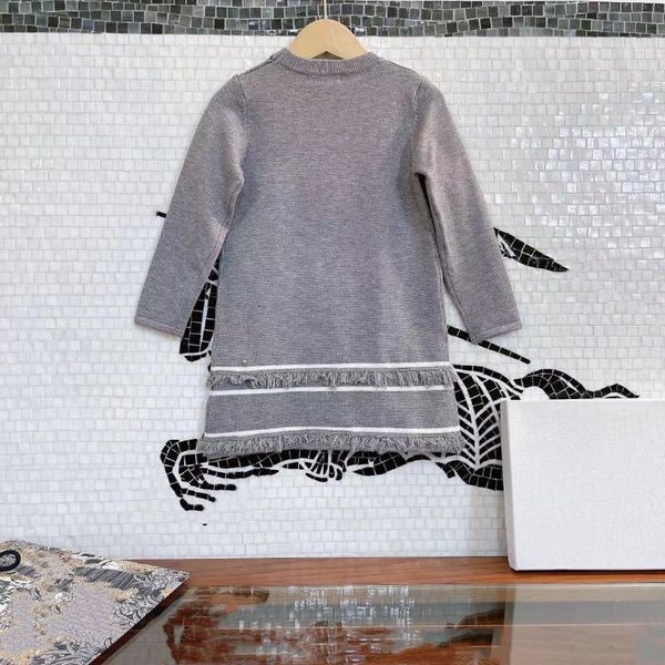 

girl's dresses 2021 autumn high-end fashion brand solid color tassel knitted long sleeve girls dress 2 4 6 8 10 years old, Red;yellow