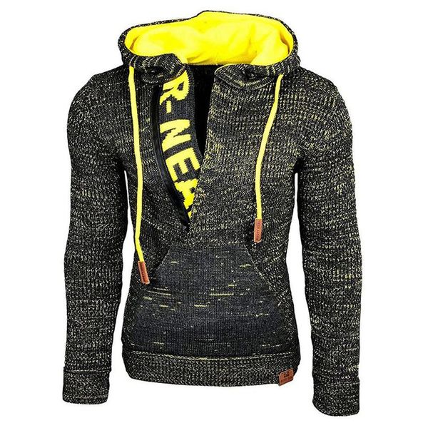 

men's hoodies & sweatshirts mens sweatshirt fashion color mix knitted pullover overcoat winter clothes man streetwear hoodie tracksuit, Black
