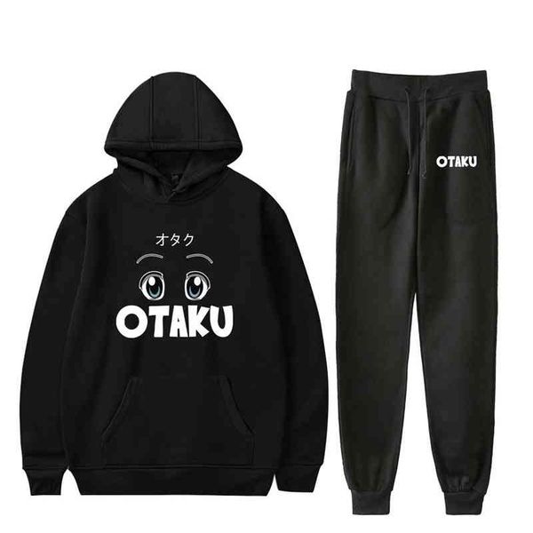 

2021 new 2d otaku- otaku loose hooded bodysuit leggings sports suit, Black