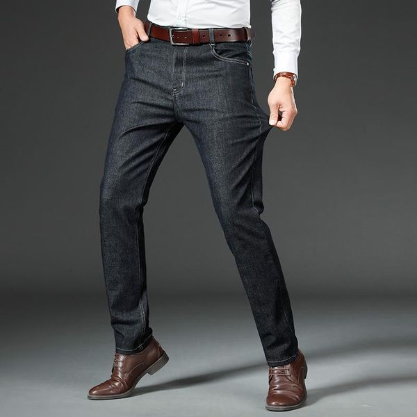 

men's jeans dark blue black brand spring autumn style business classic straight-leg pants/boutique work clothes pants