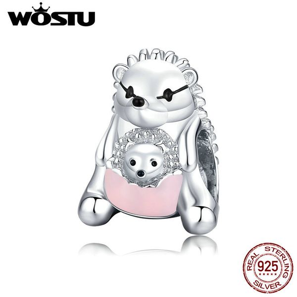 WOSTU Sanfte Igel-Perlen aus 925er-Sterlingsilber, Mutter-Liebes-Perlen für die Schmuckherstellung, Tier-Charms für Halsketten-DIY-Schmuck, CTC239 Q0531