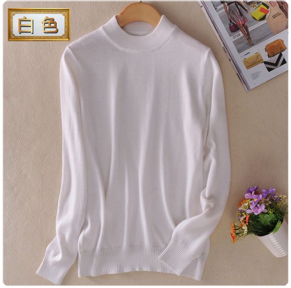 

half 2021 new turtleneck women sweater autumn winter cashmere cotton blend jumper knitted pull femme hiver woman sweaters 8iar, White;black