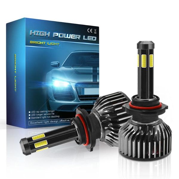 

car headlights style led headlight super h4 h7 h8 h11 9005 turbo 50w 12000lm 6000k white 6-side type