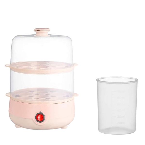

egg boilers mini electric pan 2-layer boiled cooker multifunctional heat 14 eggs bun food boiler steamer 220v auto shut