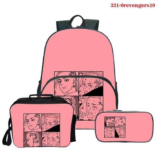 

backpack tokyo revengers fashion 3pcs/set school bags for boys girls pencil case women men kawaii lunch bag backpacks