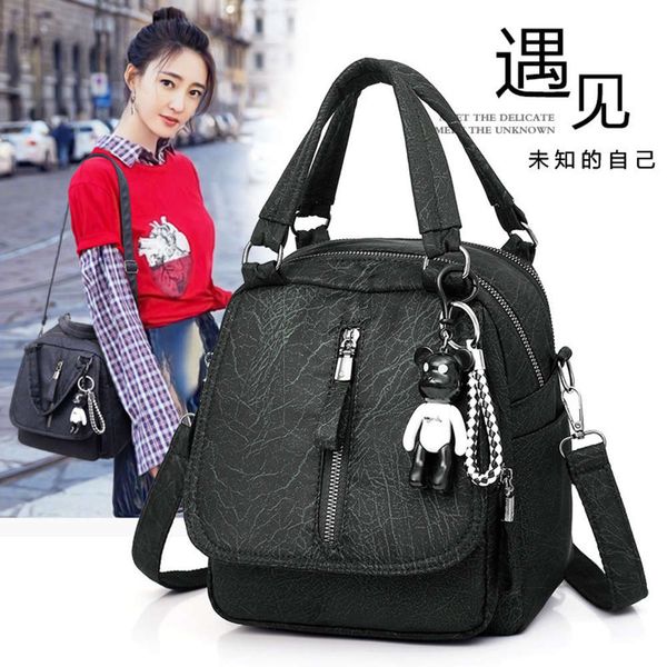 

hbp double small backpack fashion 2021 new soft leather portable single shoulder women's bag