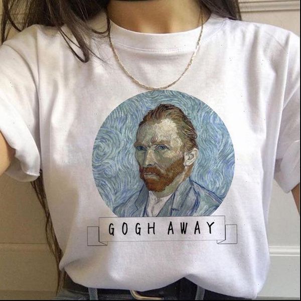 

van gogh t shirt women summer new art graphic tshirt harajuku vintage tshirts women oil painting funny aesthetics tshirt, White