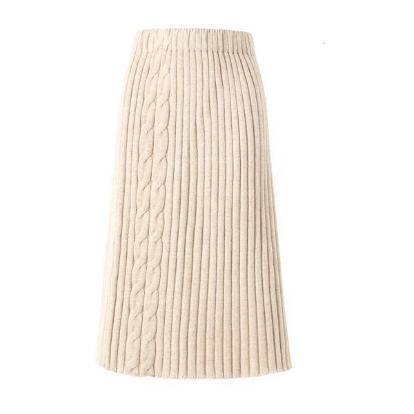 

2021 new high waist knitted loose midi chic women autumn winter thick beige black skirt faldas jupe femme saia 0dfm
