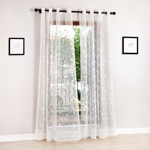 

curtain & drapes 2 pc jacquard floral design window sheer for bedroom tulle fabric living room modern ready made