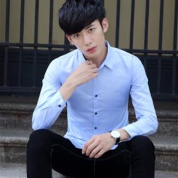

autumn and winter new men's shirts long sleeves, slim body, lapel shirt, pure color youth dy-210 9py4, Tan;black