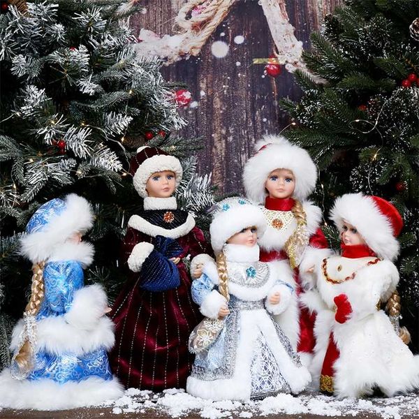 Decorazioni natalizie Bambole Regalo per bambini Giocattoli per bambini Canta e balla Simpatica bambola di Babbo Natale in piedi Figurine natalizie Palline 211019