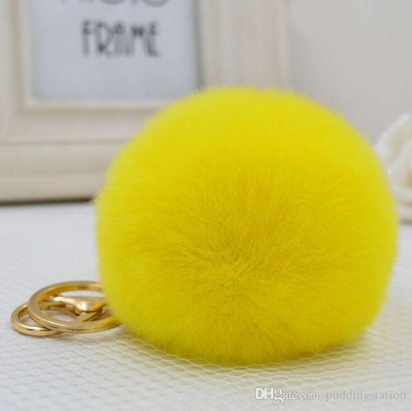

tavis 8cm luxury fluffy fake fox fur keychain ball pom pom plush size genuine fur key chain car keychain metal ring pendant bag charm key ch, Silver