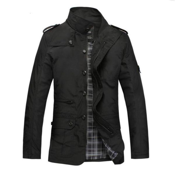 

2021 british windbreaker polyester large slim stand collar coat 1045 jacket men's, Tan;black