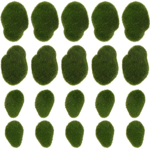 

20pcs micro landscape adornment mossy stone model yard decoration (green)