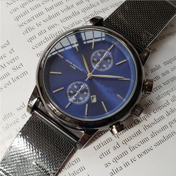 

bo85 business casual men's quartz watch life waterproof steel mesh band calendar luminous male round wristwatch, Slivery;golden