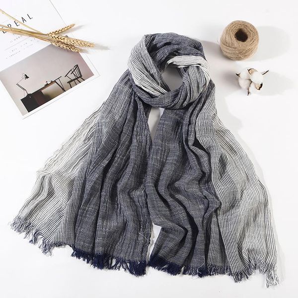 

scarves 100% cotton scarf men long fashion blue black color striped luxury warm autumn and winter, Blue;gray