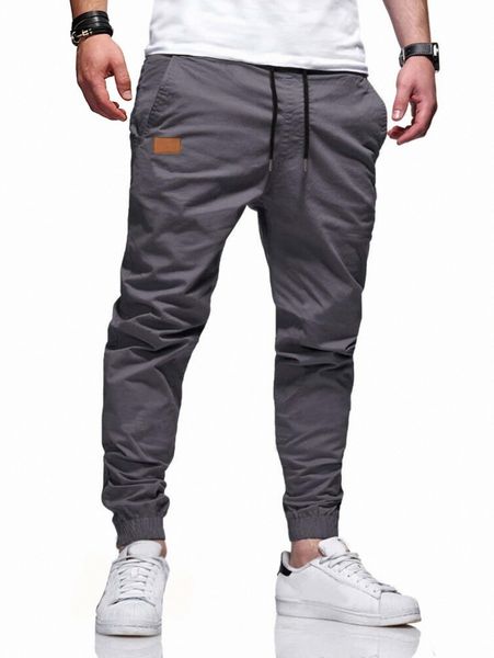 

men drawstring waist carrot pants j7zc#, Black