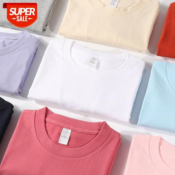 

250g japanese heavyweight pure cotton short-sleeved t-shirt color combed t-shirt, white tide brand men's and women's blank shirt #, White;black