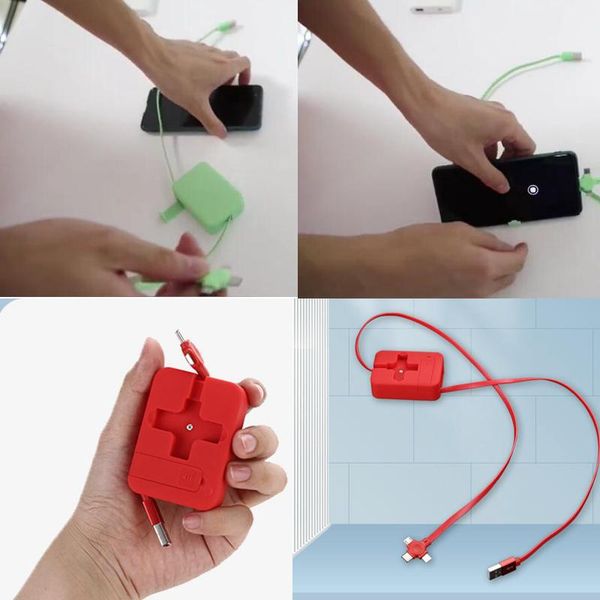 

2021 portable cell phone holder stand usb data sync charge phone cable 3 in 1 mirco usb cable type c fast charging cables