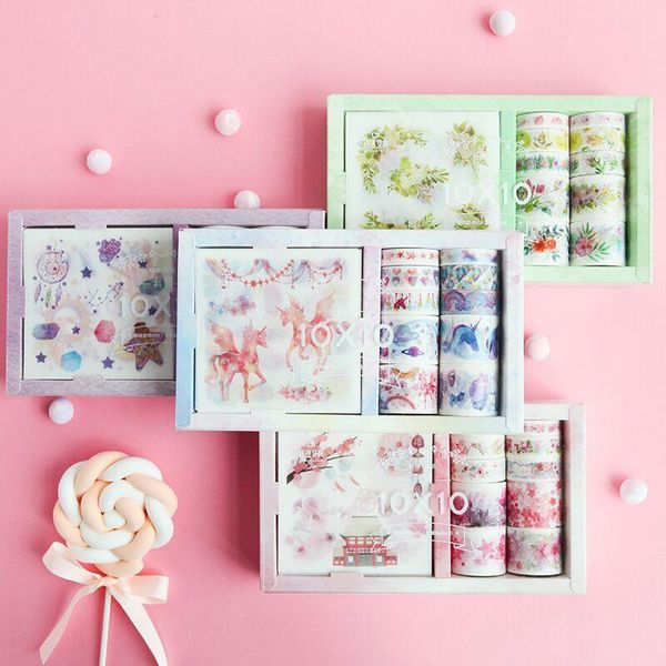 

fairy girls scrapbook planner stickers travel journal accessories diary notebook tape suit diy decorations 10pcs+10rolls