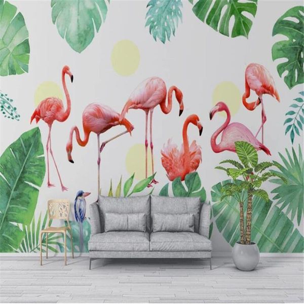 

wallpapers milofi nordic tropical plant flamingo background wall paper mural