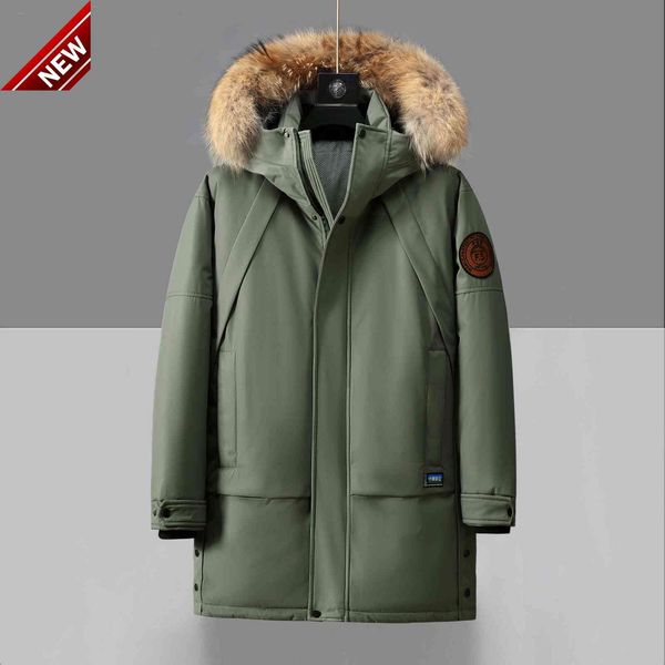 

fur collar men's down jackets medium long coats army blue black thick windproof winter jacket warm parkas man