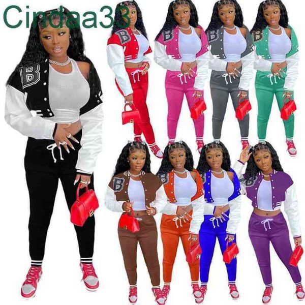 

women tracksuits two piece pants designer outfits sweatsuits sport jogger suits fall breasted letter printed jackets baseball suit 9 colours, Gray