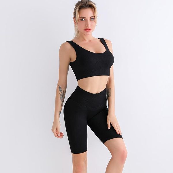 

1 set women's sports bra set solid color yoga clothing solid color seamless spring and summer yoga shorts vest breathable, White;red