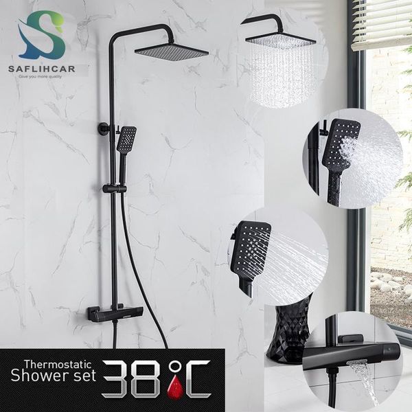 

bathroom shower sets thermostatic faucet matte black faucets chrome rainfall bath mixer tap with tub spout system