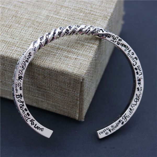 

bangles bracelet chao brand bwl solid geometric button pattern graffiti irregular thai silver old open men's and women's, Black