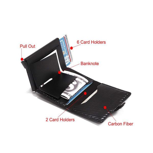 

bycobecy 2020 rfid business card holder blocking wallet aluminium box pu leather matic metal wallet credit card fo qylldc