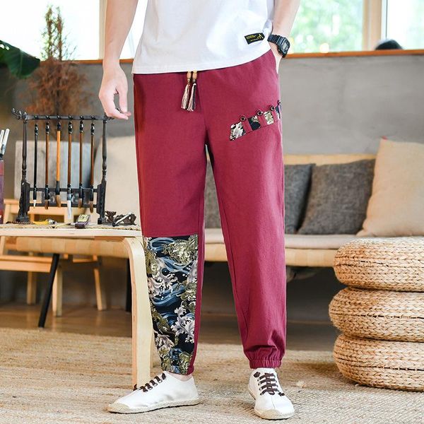 

men's pants men's sports leggings autumn and summer casual printed small leg capris wear, Black