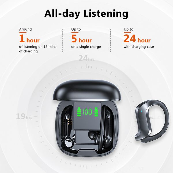 

voulao bluetooth earphone led display wireless headphone tws with microphone stereo earbuds waterproof noise cancelling headsets
