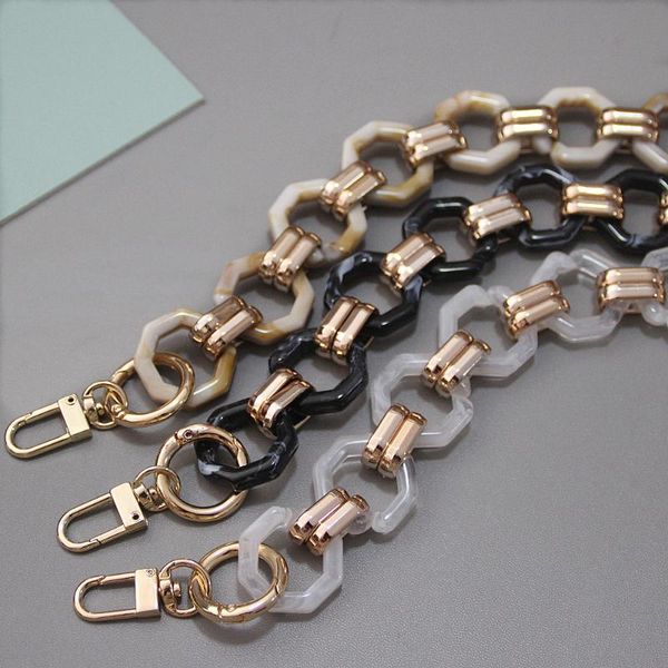 

bag parts & accessories vintage acrylic shoulder strap chain for handbags women baroque handmade buckle detachable chains, Black