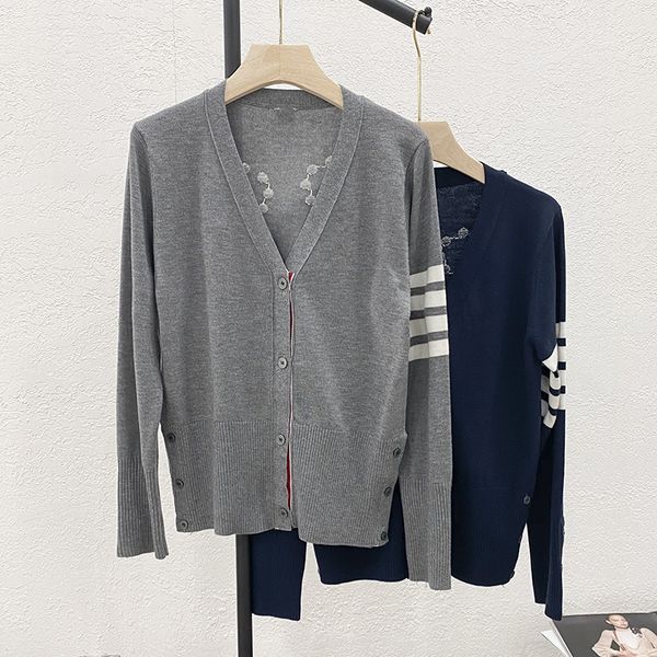 

8936 tb match man cardigan sweater coat female 2021 spring four bar net red back pattern aging, White;black