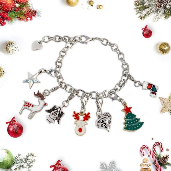 

charm bracelets advent calendar 2021 christmas countdown themed diy bracelet making kit jewelry gift set for girls, Golden;silver