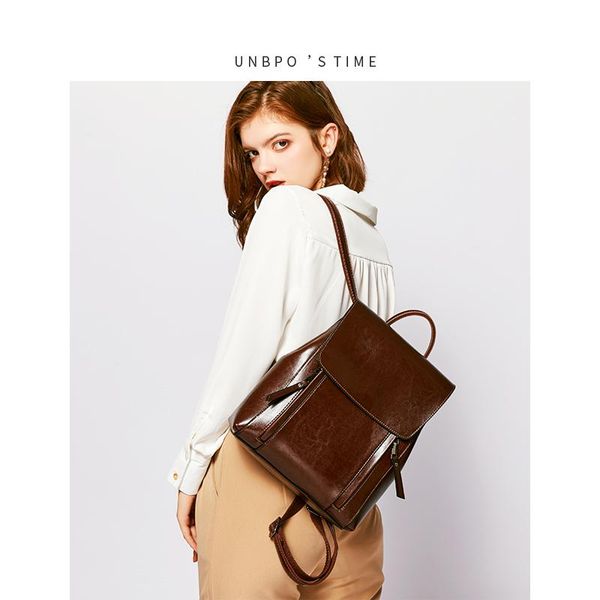 

british retro travel backpack women 2021 new leather fashion all-match college style leather large capacity backpack
