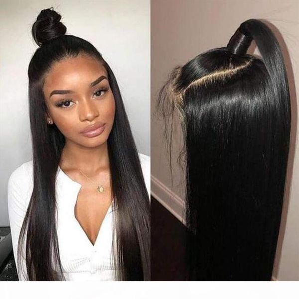 

360 frontal full lace straight human hair wigs straight pre-plucked with baby hair virgin brazilian glueless 360 lace front wig, Black;brown