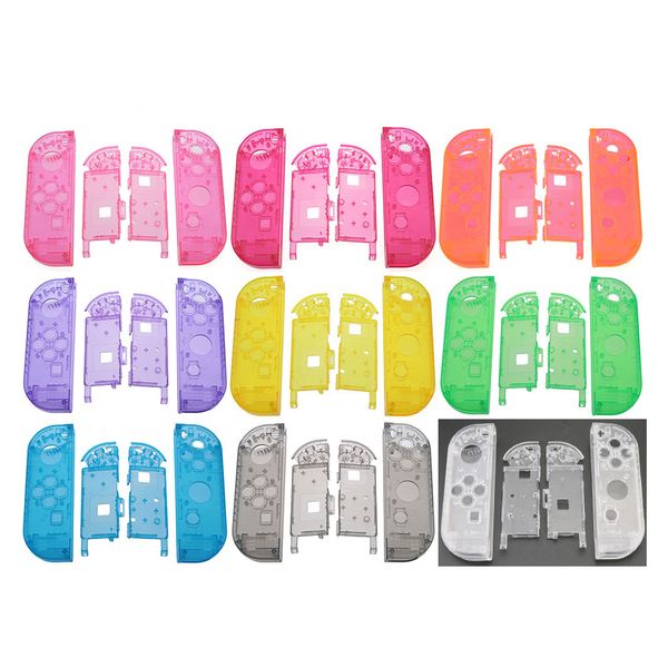 Substituição Transparente Plástico Transparente R L Habitação Shell Faceplate Handle Case Cover + Quadro Médio para Nintend Switch NS Joy-Con Controller DHL FEDEX UPS FRETE GRÁTIS