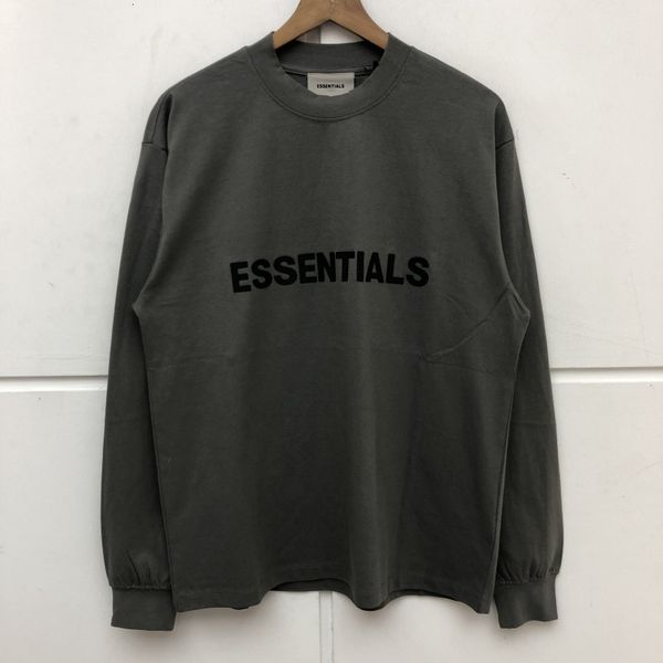 

2021 new 3d letters t-shirt men women 1:1 oversize apricot gray fog tee essentials long sleeve t shirt 3k7q, White;black