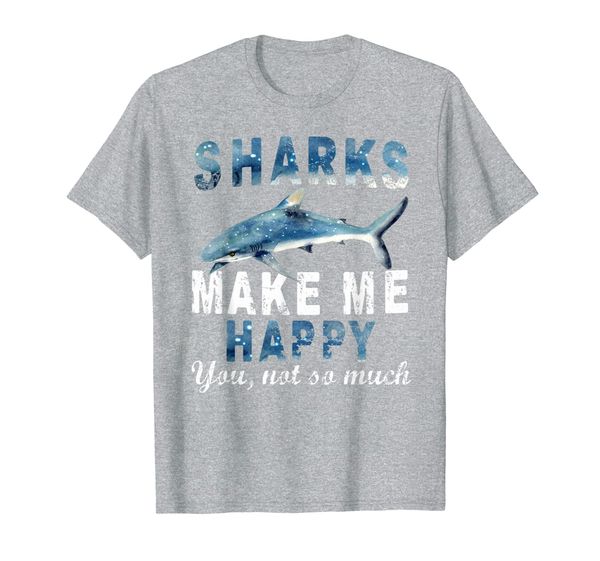 

shark shirt funny sharks make me happy gift t-shirt, White;black